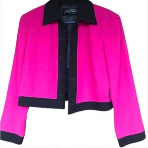 Linda Allard x Ellen Tracy Hot Pink Wool Cropped Blazer Jacket Size 8